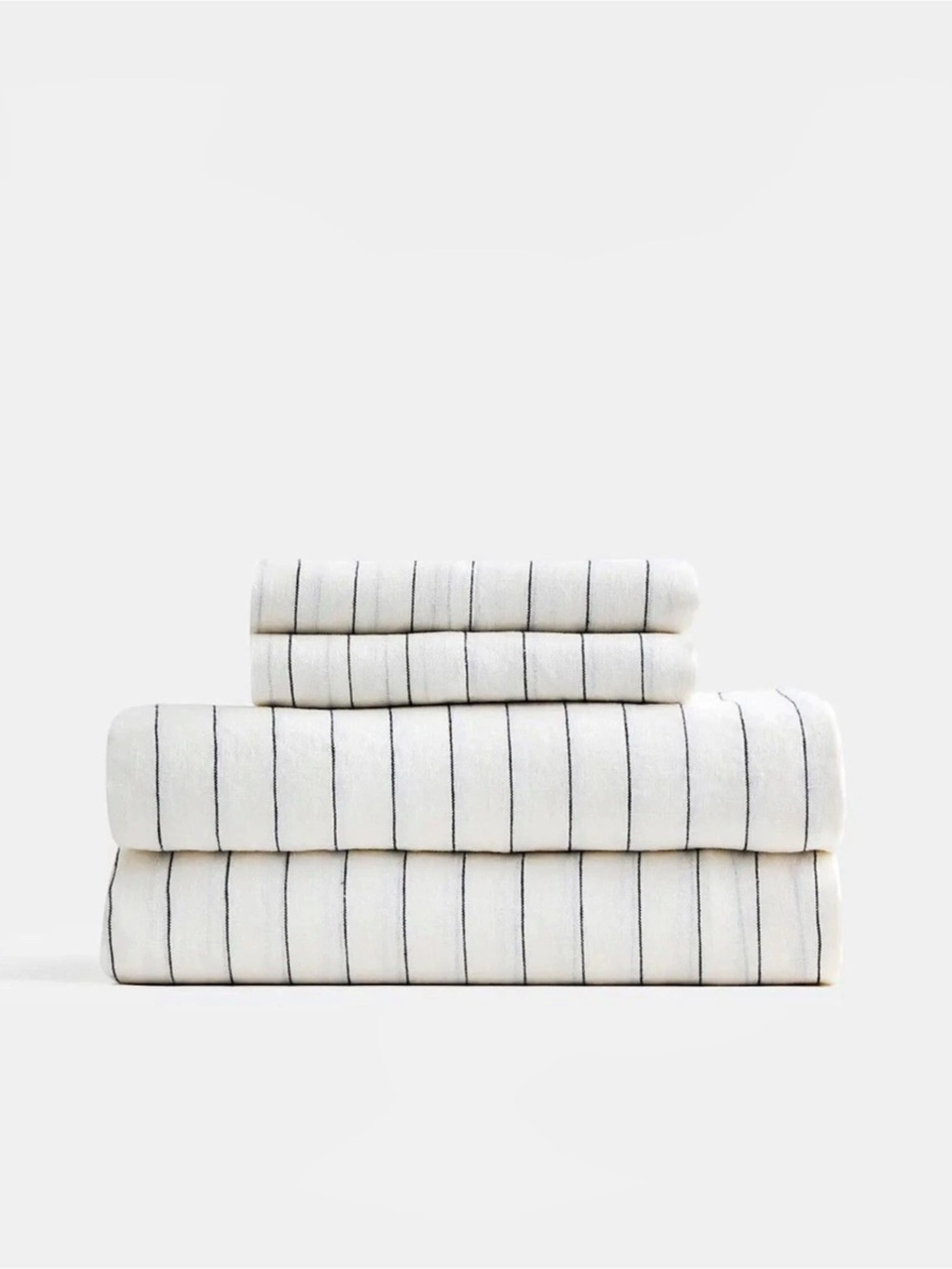 New Quince European Linen Sheet Set 4-piece King Pencil Stripe MSRP $204